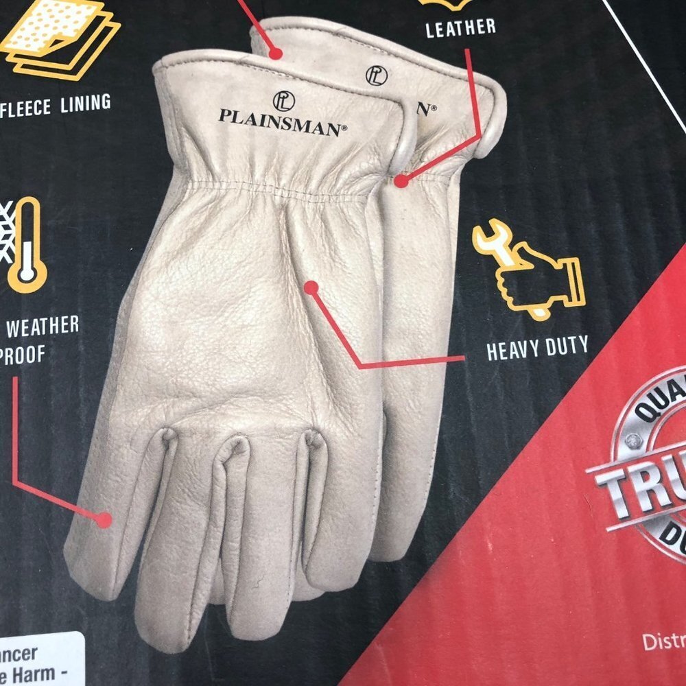 PLAINSMAN PREMIUM COWHIDE LEATHER 2 PAIRS GLOVES LG NWT